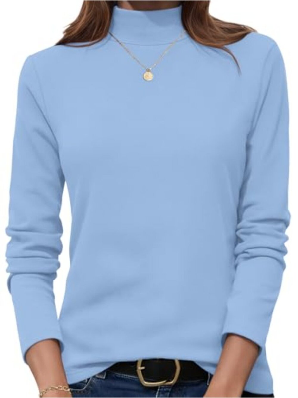 Turtleneck Mock Neck Long Sleeve Basic Layering Top Women